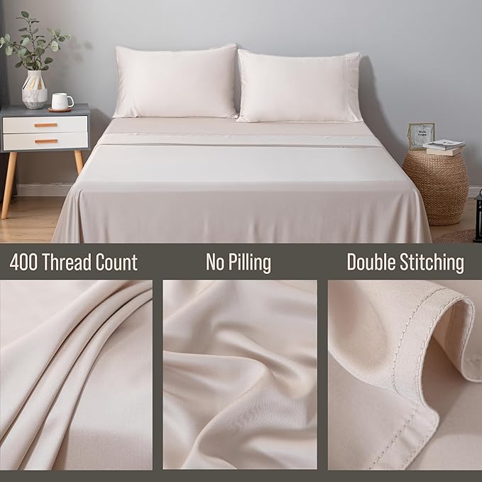 Bella Coterie Luxury Bamboo Viscose California King Size Flat Sheet | 100% Organically Grown | Ultra Soft | Cooling for Hot Sleepers [Dune]