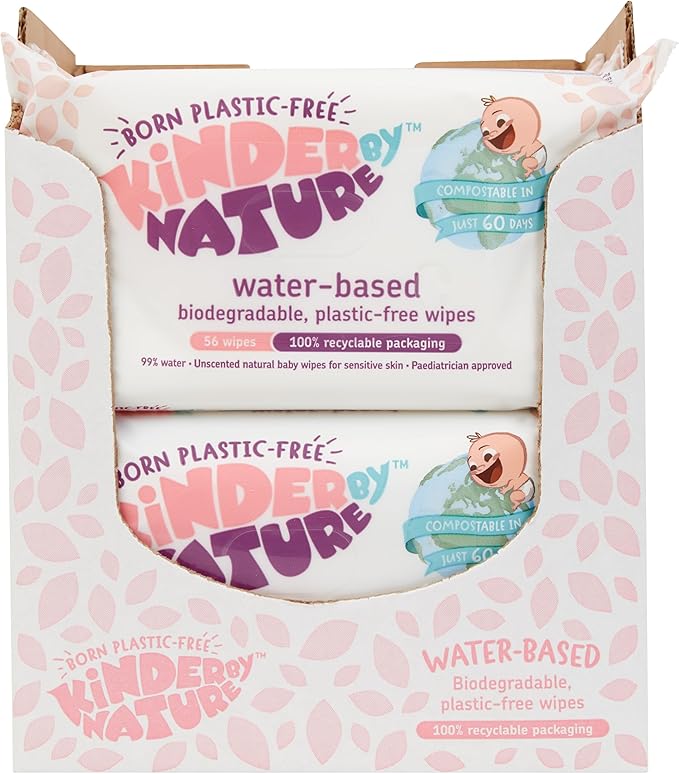Jackson Reece Kinder by Nature Water-Based Baby Wipes - 56 Count (Case of 12 packs)