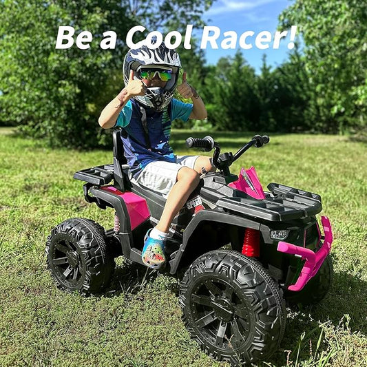 Kids ATV 4 Wheeler, 24V Ride On Toy Car for Big Kids with 400W Motor, 2 Seater - Pink