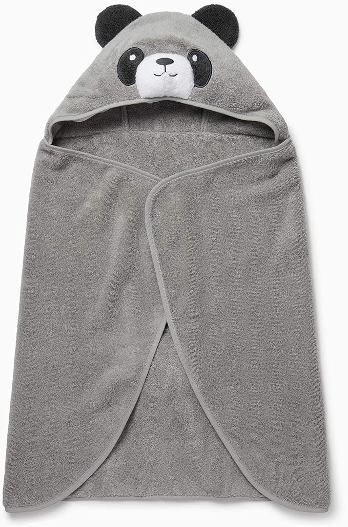 MORI Boys and Girls Hooded Panda Bath Towel in Grey - Unisex Kids Soft Blanket - Ultra Absorbent and Long Lasting - One Size