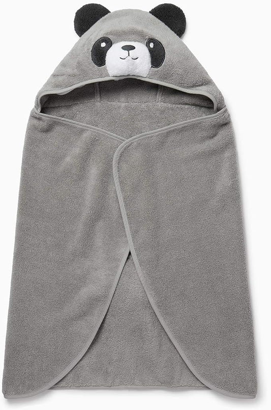 MORI Boys and Girls Hooded Panda Bath Towel in Grey - Unisex Kids Soft Blanket - Ultra Absorbent and Long Lasting - One Size
