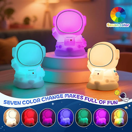 loatme Night Light for Kids, Rechargeable Dimmable Silicone LED Nightlight with 7 Colors, Baby Nursery Night Lamp, Touch Squishy Lamp, Cute Gifts for Girls, Boys, Toddler Room Decor, Astronaut
