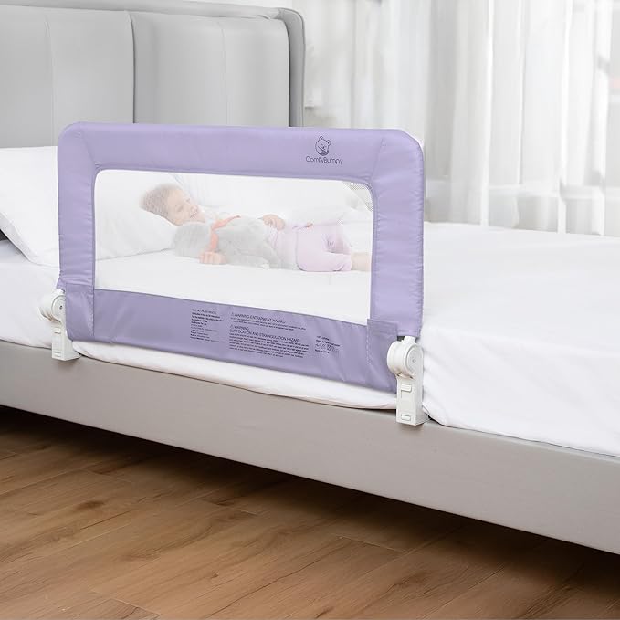 ComfyBumpy 1-Pack Bed Rail for Toddlers 35.5" L x 19.5" H | Toddler Bed Rails for Twin, Full & Toddler Bed Size | Swing Down Bed Rail Guard | Baby Bed Side Rail for Kids | Purple