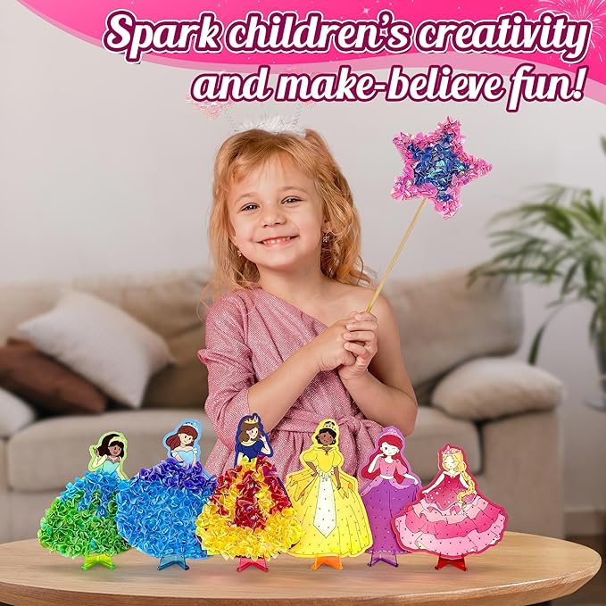 ZUNIRA Poke-in Kits Dream Princess, Mess-Free Creative Activity for Girls & Boys, Great for Pretend Play, DIY Art Craft Set, Christmas Gifts for Kids Ages 3, 4, 5, 6, 7, 8, 9