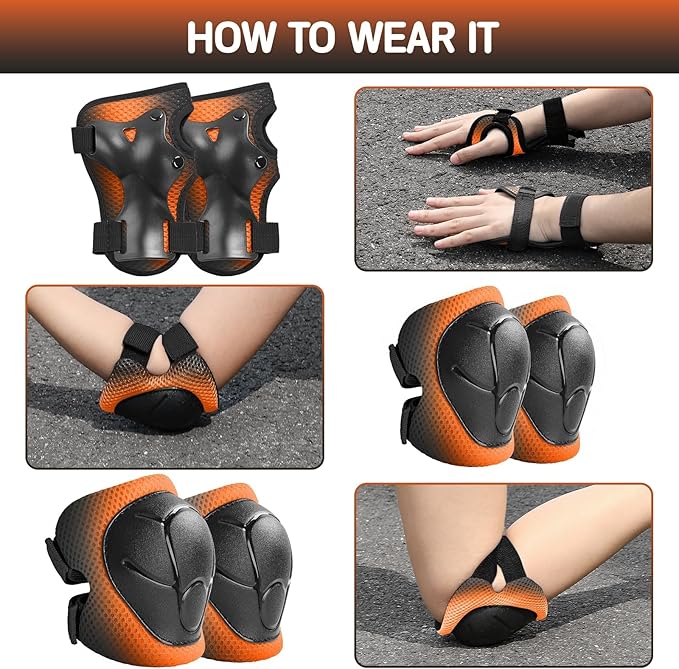 Kids Protective Gear Set Knee Pads for Kids 3-14 Years Toddler Knee and Elbow Pads with Wrist Guards 3 in 1 for Skating Cycling Bike Rollerblading Scooter