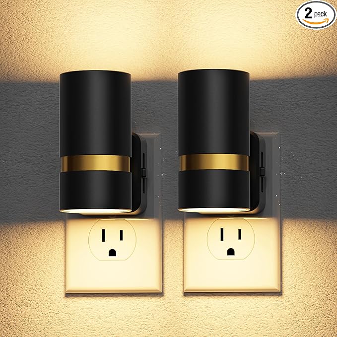 JandCase Night Lights Plug into Wall, Automatic Night Light with Dusk to Dawn, 2 Pack 0-100LM Dimmable Plug in LED Nightlight 3000K Soft Warm for Bedroom, Hallway, Stairs