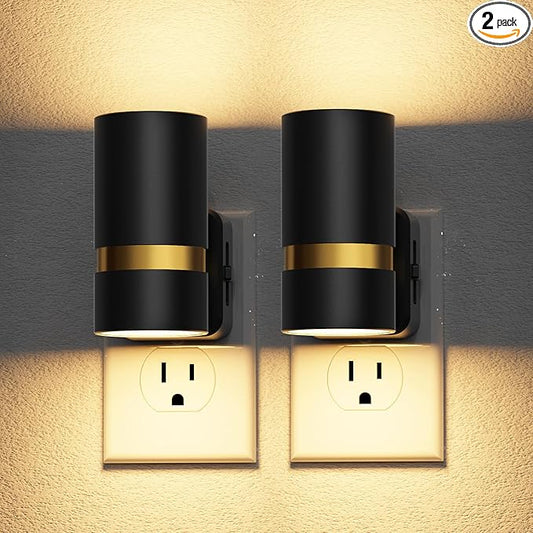 JandCase Night Lights Plug into Wall, Automatic Night Light with Dusk to Dawn, 2 Pack 0-100LM Dimmable Plug in LED Nightlight 3000K Soft Warm for Bedroom, Hallway, Stairs