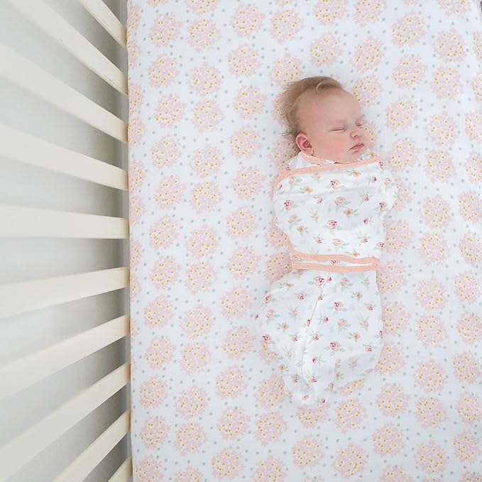 SwaddleDesigns Softest Cotton Muslin Fitted Crib Sheet, Toddler Sheet for Boys & Girls, Fits Standard Crib Mattress (28 x 52 inches), Pink Heavenly Floral