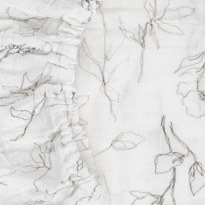Little Unicorn 100% Natural Organic Cotton Muslin Crib Sheets | Breathable, Naturally Soft Fabric (Pencil Floral)