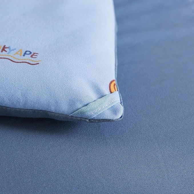 Caressma Toddler Bedding Set for Kids - Lovely Spaceship Print 4 Pieces Blue Comforter Sets, Bed in a Bag Include Comforter, Fitted Sheet, Flat Sheet & Pillowcase