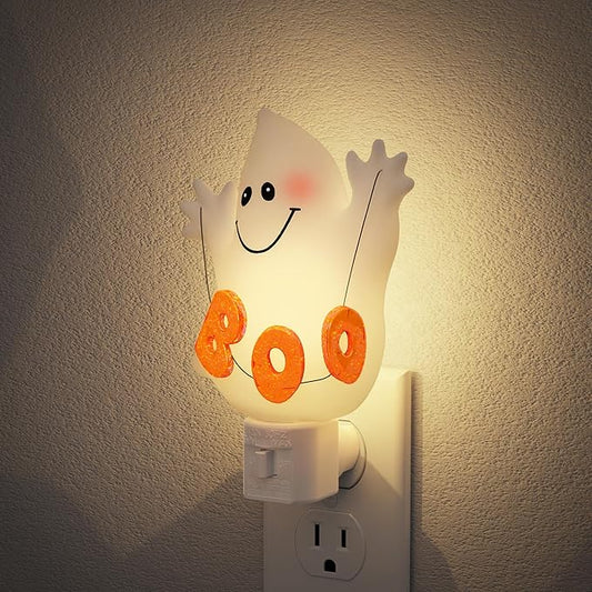 JandCase Ghost Night Light, 3000K Night Lights Plug into Wall,Cute & Funny Halloween Night Light for Kids,Plug in Ghost Nightlight with 360° Rotatable for Halloween Party Decor,1 Pack