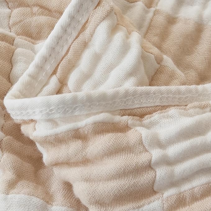 Ultra Soft Checkered Muslin Baby Blanket Pack of 2 Cotton Swaddles Bed Blankets for Babies and Toddlers Girls Newborn 42 x 42 inches Cream and Pink