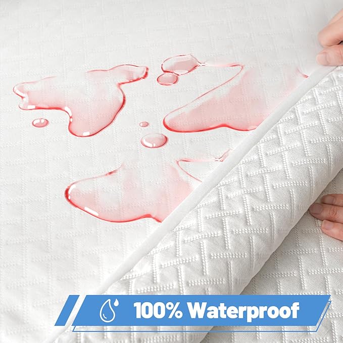 Premium Bamboo Mattress Protector – King Size, Waterproof, & Ultra Soft Breathable Noiseless Washable Bed Mattress Cover for Comfort & Protection MC02KING-T