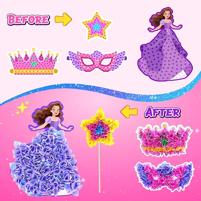 Gooidea Poke Arts and Crafts for Girls Ages 4, 5, 6, 7, 8, 9, Classical Princesses Poking Art, Mess-Free DIY Craft for Kids DIY Creative Activities Pretend Play Toy Gifts for Kids Age 4-9