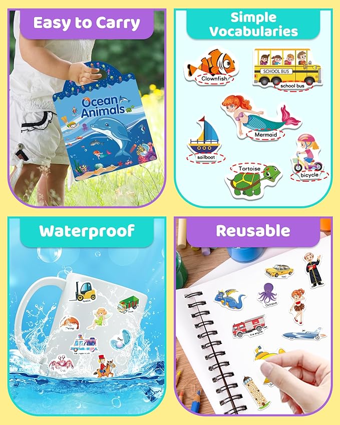 Benresive Reusable Sticker Books for Kids 2-4, Sticker Books for Toddlers 1-3 2-4, Toddler Travel Toys Activities Crafts Gifts