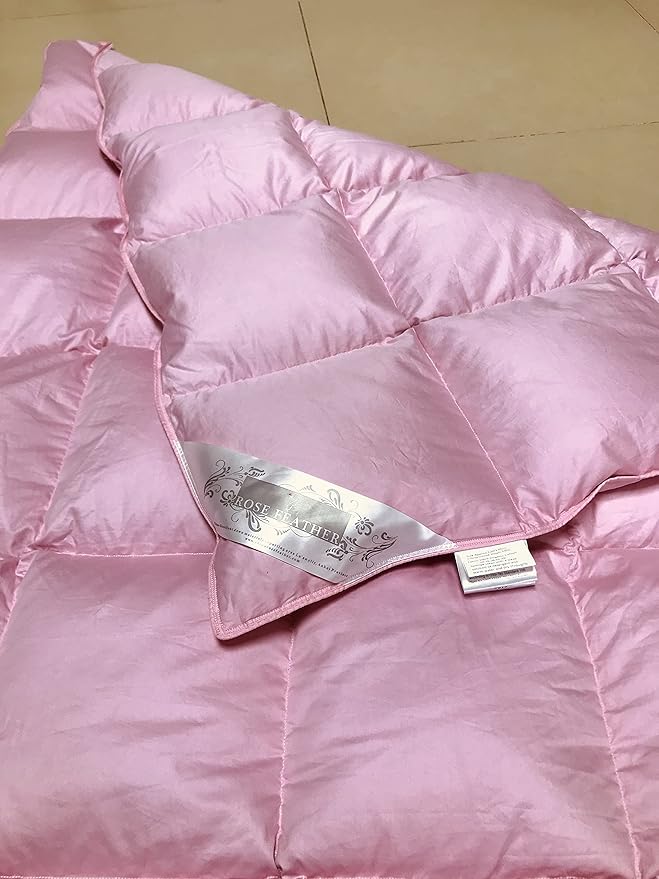 Toddler/Travel/Crib Goose Down Comforter Duvet/Blanket Multifunctional,100% Organic Cotton Washable Unisex Kids,All Season,Pink 47x60