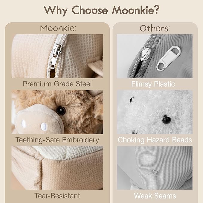 Moonkie Hug & Go Highland Cow Toddler Backpack – Soft Plush Bag with Take-Along Toy for Boys Aged 2–4 | Ideal for Daycare | Travel & Birthday Gifts for 3-Year-Old Kids