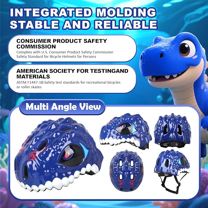Toddler Kids Bike Helmet,3D Dinosaur Helmets for Boys Girls Infant/Baby to Children 1/2/3/4/5/6/7/8 Years Old Lightweight Adjustable Multi-Sports Bicycle Scooter Skateboard Skating Cycling