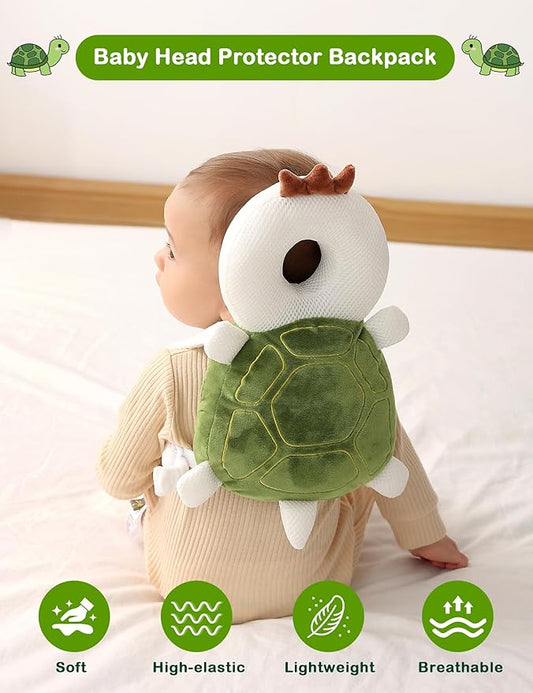 JunNeng Baby Head Protector Backpack, Toddler Walking Fall Head Protection, Green Frog
