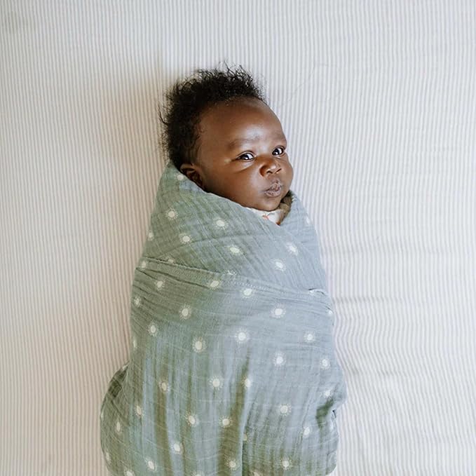 Little Unicorn 100% Natural Organic Cotton Muslin Crib Sheets | Breathable, Naturally Soft Fabric (Sand Stripe)