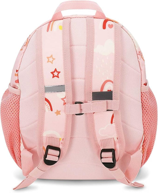 JAN & JUL Water Resistant Lightweight Backpack for Girls, Small Schoolbag for Toddlers (Pink Rainbow, One Size)