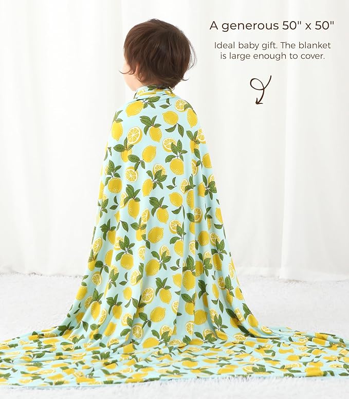 Premium Baby Blankets, Soft Viscose from Bamboo Blanket for Boys and Girls, Nursery Crib Bedding Quilt for Newborn and Toddler, Cooling for Hot Sleepers, 50'' x 50'' Lemons