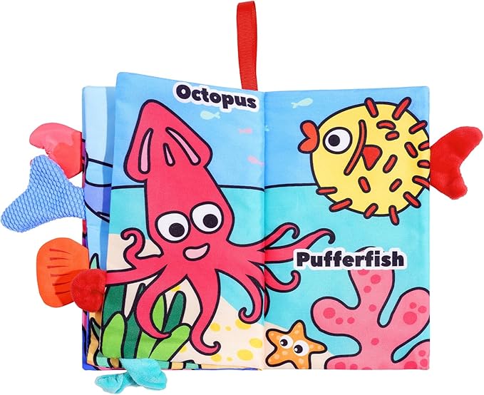 2-Pack Baby Books 0-6 Months, Baby Crinkle Book, Touch and Feel Sensory Books for Babies, Infant Toys 0-6 Months, Soft Fabric Toy Shower Gift, 4 Page - Blue