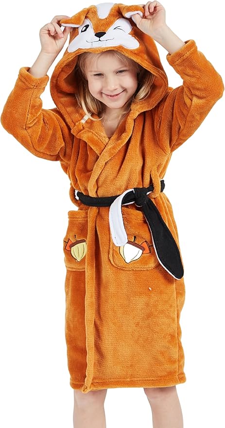 DELEY Girl's Robe Baby Boys Hoodie Robes Toddler Bathrobes for Kids Pajamas Sleepwear
