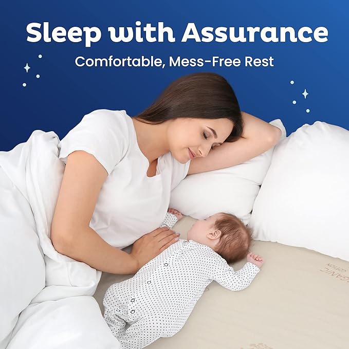 Memory Foam Mattress Protector – Organic Cotton with Eco-Friendly Greenshield Water Resistance – Kool-Flow Breathable Stretch Fabric – All USA Made – Best for Plush Beds – Twin