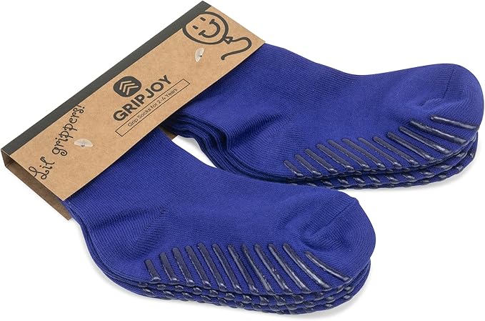 Gripjoy Toddler Socks with Grippers, Non-Slip for Kids, Enhanced Stability, Comfortable Cotton - 4 Pairs