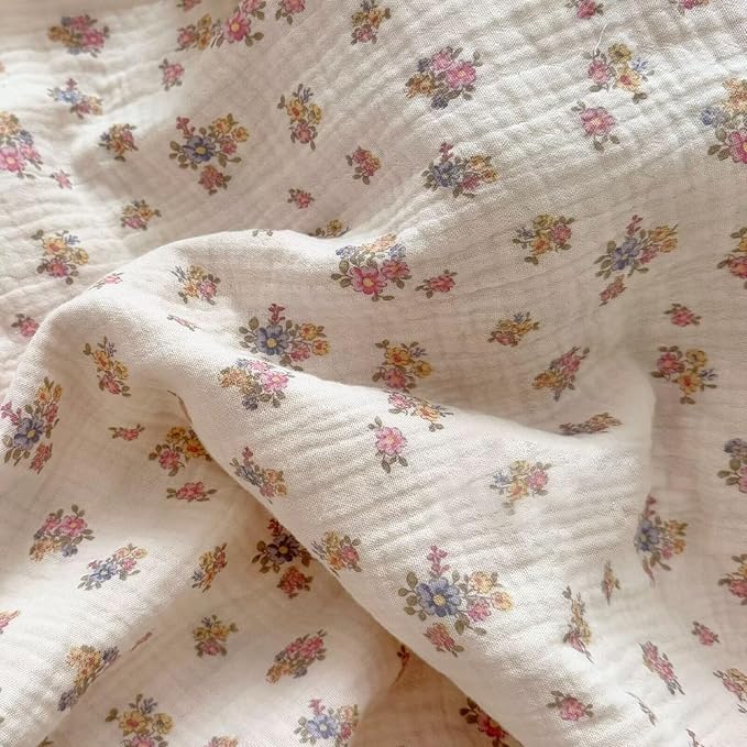 BuLuTu Cottage Floral Duvet Cover King, Ruffles Princess Comforter Cover 90"x104", Muslin Quilt Covers with Zipper, No Pillow Case, Soft Lightweight Gauze Bedding, Machine Washable
