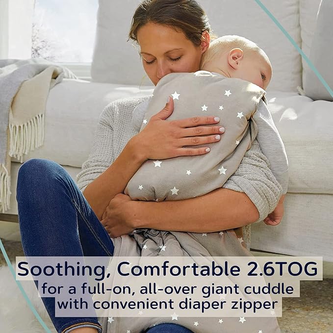 GUNAMUNA Unisex Baby Wearable Blanket, Sleep Sack Sleeping Bag for Infants Toddlers, Easy Changing Diaper Zipper, 2.5 TOG, Sage, 9-18 Months