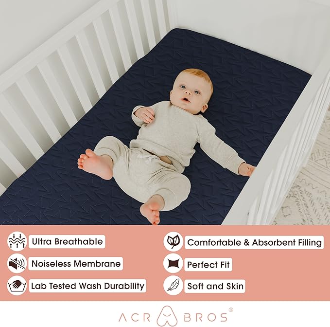 Waterproof Crib Mattress Protector Pad - 2-Pack Fitted Sheets - Soft Quilted Toddler Mattress Covers for Standard Baby Crib
