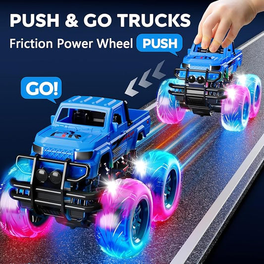 Monster Trucks Toys for Toddlers Boys: Light-up Wheels for Kids Age 2-4 Years Old,Toy Car for Kid Ages 3-5,Boy Cars to 3-6,Toy Truck for Toddler 1-3,Jam Birthday Gift for Children 1-3