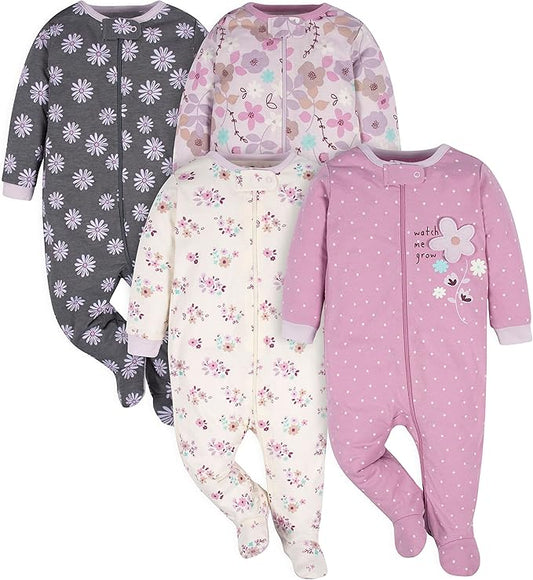 Gerber baby-girls 4 Pack Sleep N' Play Footie