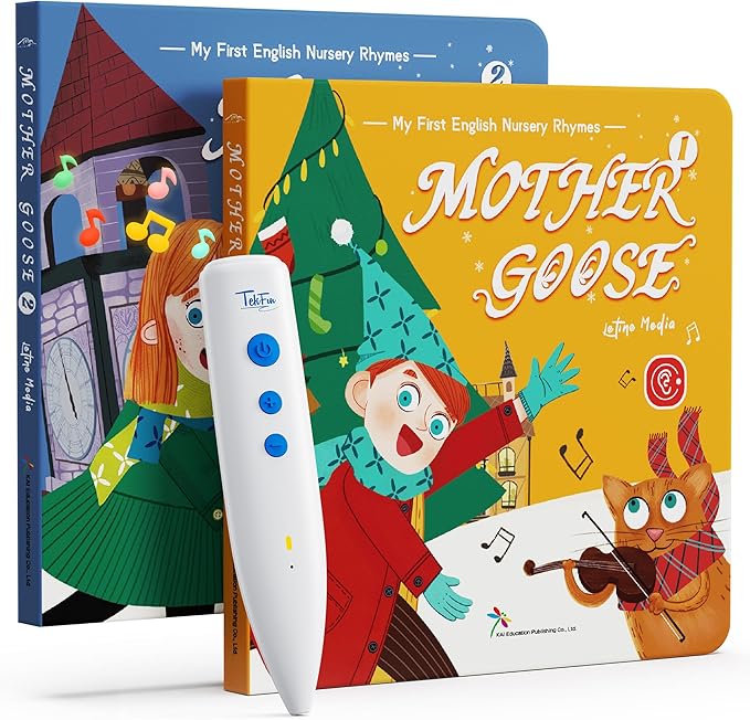 TEKFUN Talking Pen Books Set, Nursery Rhymes Toys for Toddlers, Learning Interactive Toys, Educational Electronic Sound Books for Preschoolers, Autism Sensory Toy for Boys Girls 2 3 4 5 6
