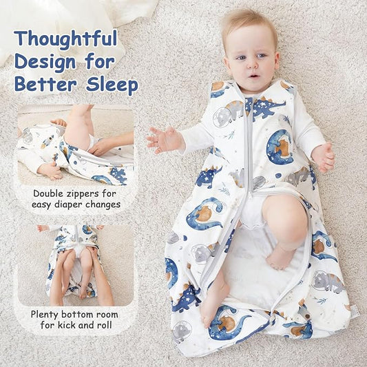 Looxii Baby Sleep Sack 0.5 TOG, 100% Cotton 3 Pack Wearable Blanket Baby Sleep Bag for Newborn Infant, 2-Way Zipper Lightweight Toddler Sleeping Sack 12-18 Months