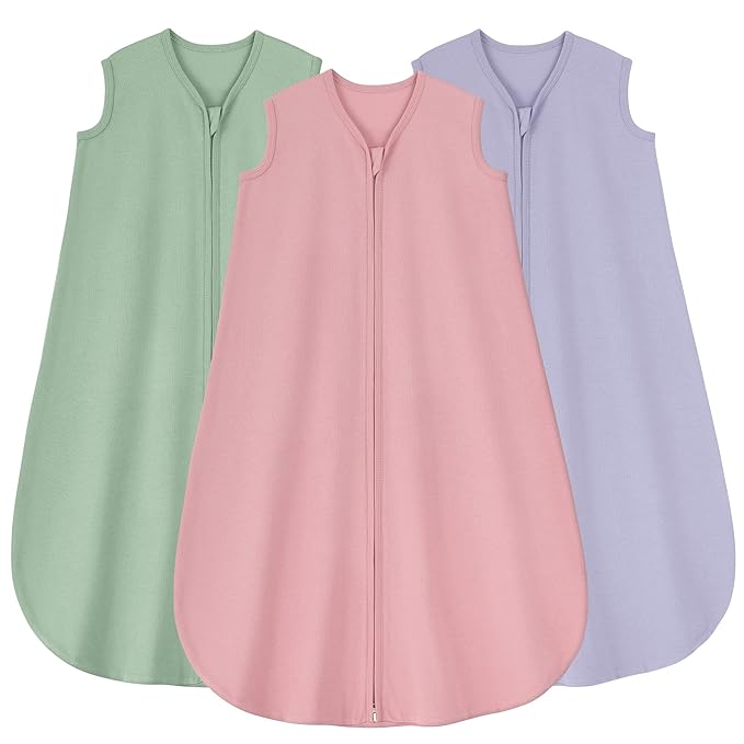 Yoofoss Baby Sleep Sack 6-12 Months 0.5 Tog Wearable Blanket for Baby, 3 Pack 100% Organic Cotton Infant Toddler Sleeping Sack 2-Way Zipper Lightweight Sleep Sack