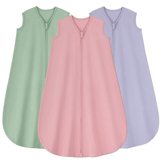 Yoofoss Baby Sleep Sack 6-12 Months 0.5 Tog Wearable Blanket for Baby, 3 Pack 100% Organic Cotton Infant Toddler Sleeping Sack 2-Way Zipper Lightweight Sleep Sack