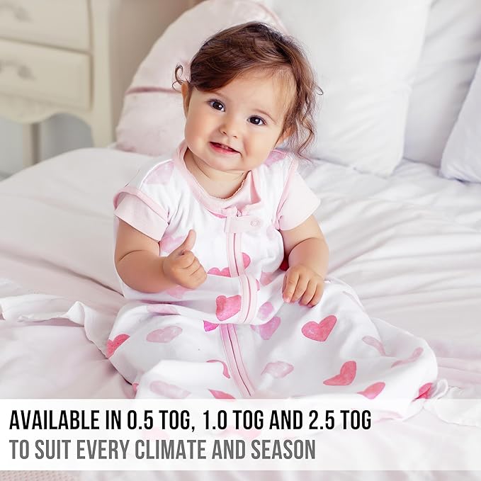 Baby Sleep Sack 1.0 TOG, Organic Cotton Baby Wearable Blanket with Two-Way Zipper, Swaddle Transition Baby Sleeping Bag, All-Season Sleep Sack for Newborn Infant Toddler Boy Girl, 2-Pack, 6-12 Month