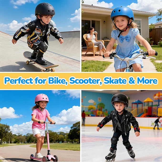 Kids Bike Helmet, Toddler Helmet for Youth Boys Girls Ages 3-14 Year Old, Adjustable Fit & Lightweight, Multi-Sport Safety for Skateboard Skating Bicycle Scooter Cycling