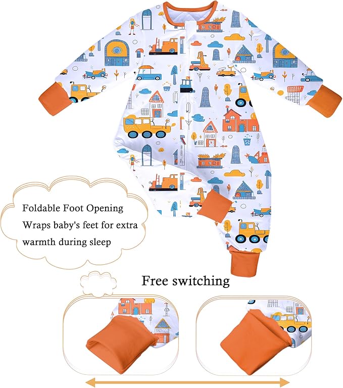 Toddler Sleep Sacks 2.5 TOG Winter Long Sleeve Sleep Sack with Legs 2-Way Zipper Baby Wearable Blanket