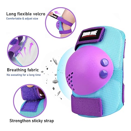 Kids/Youth Knee Pads Elbow Pads Wrist Guards 3 in1Protective Set, for 3-15 Years Child Roller Skates, Cycling, Inline Skating, Skateboard, BMX Bike, Balance Bike, Scooter Riding Sports