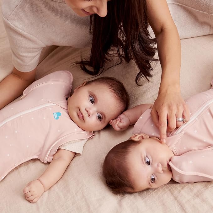 Love to Dream Swaddle Up™ Transition Bag, 1.0 TOG, 19-24 lbs, Stage 2, Zip-Off Wings, Gently Help Baby Transition from Being Swaddled to Arms Free when showing signs of rolling, Powder Pink Twinkle