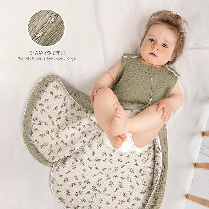 lulumoon Sleep Sack Muslin for Baby: Cotton Wearable Blanket for 3-9 Months - Soft Lightweight Ideal for Nursery Lounge Nighttime Naptime 3-6 Months