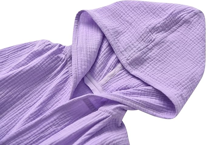 Organic Cotton Toddler Bathrobe, Soft and Breathable Baby Robe for Kid, Boy& Girl Hooded Robe Muslin