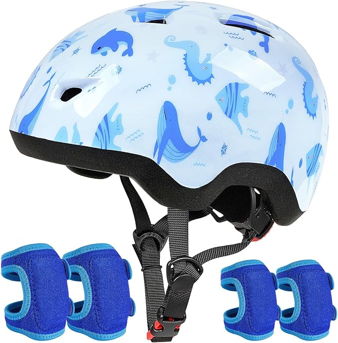 Toddler Helmet, Baby Infant Bike Helmet with Toddler Knee Pads and Elbow Pads Set for Kids 1-3 Years, Adjustable Baby Bike Helmets for Scooter Bicycle