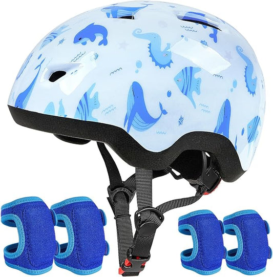 Toddler Helmet, Baby Infant Bike Helmet with Toddler Knee Pads and Elbow Pads Set for Kids 1-3 Years, Adjustable Baby Bike Helmets for Scooter Bicycle
