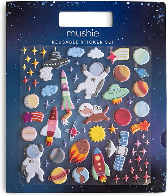 mushie Reusable Sticker Book Set (Space) | 100+ Removable Puffy Stickers | Arts & Crafts Activity for Kids | Ages 3+