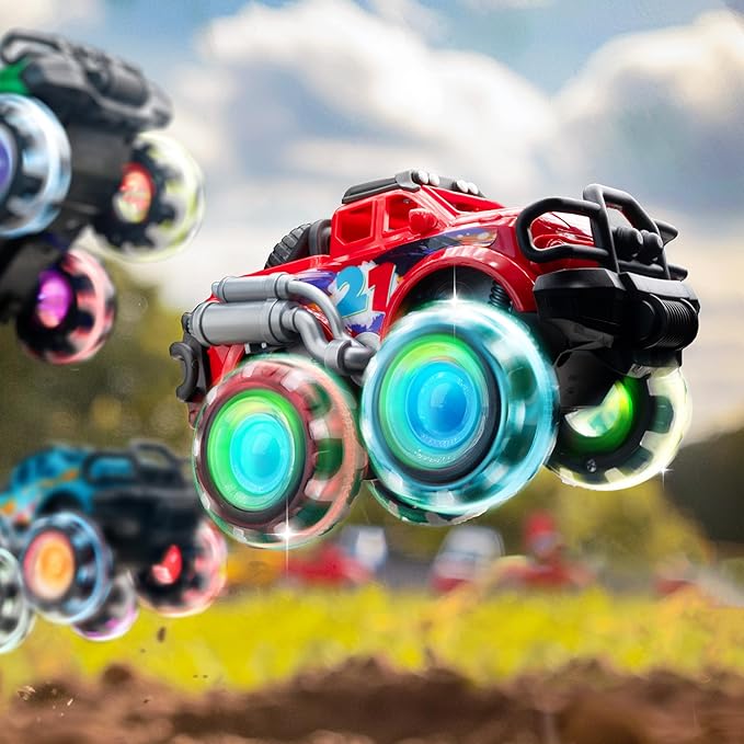 3Pack Monster Truck Toy - Toy Truck with Flashing LED Wheels - Light-Up Cars for Toddlers - Christmas Birthday Gift for Boys Girls - Friction-Powered